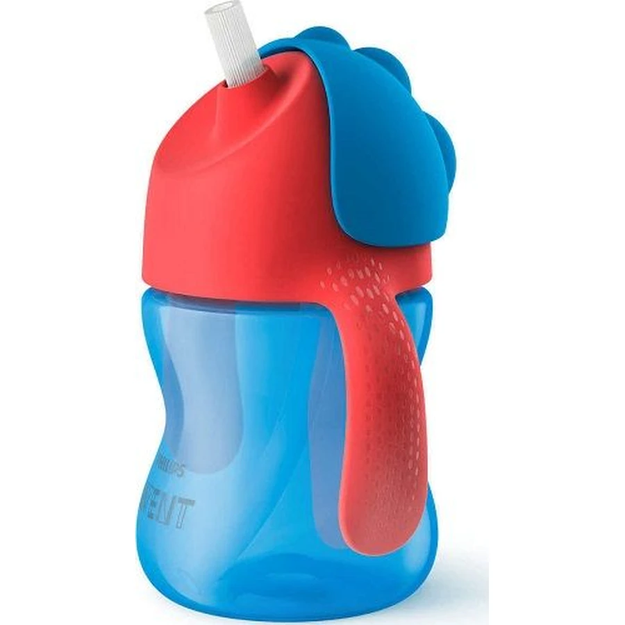 Avent | Trinkbecher mit Strohhalm und Griffen, ab 9 Monaten, rot-blau, 200 ml SCF796/01
