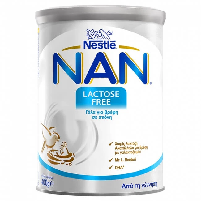 Nestlé NAN | Lactosevrije zuigelingenvoeding voor baby’s met lactose-intolerantie vanaf de geboorte | 400 gr