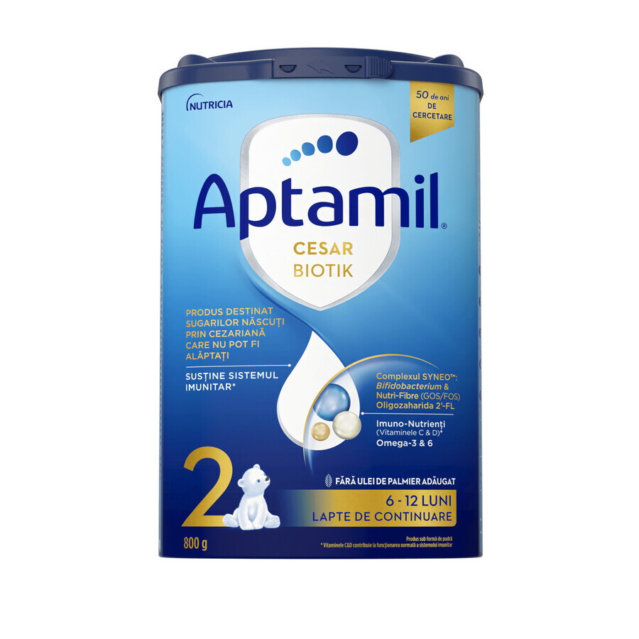 Latte in polvere Aptamil CesarBiotik 2, 6-12 mesi, 800 g, Nutricia