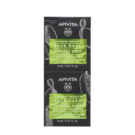 Deep moisturizing face mask with cactus extract, 2 x 8 ml, Apivita