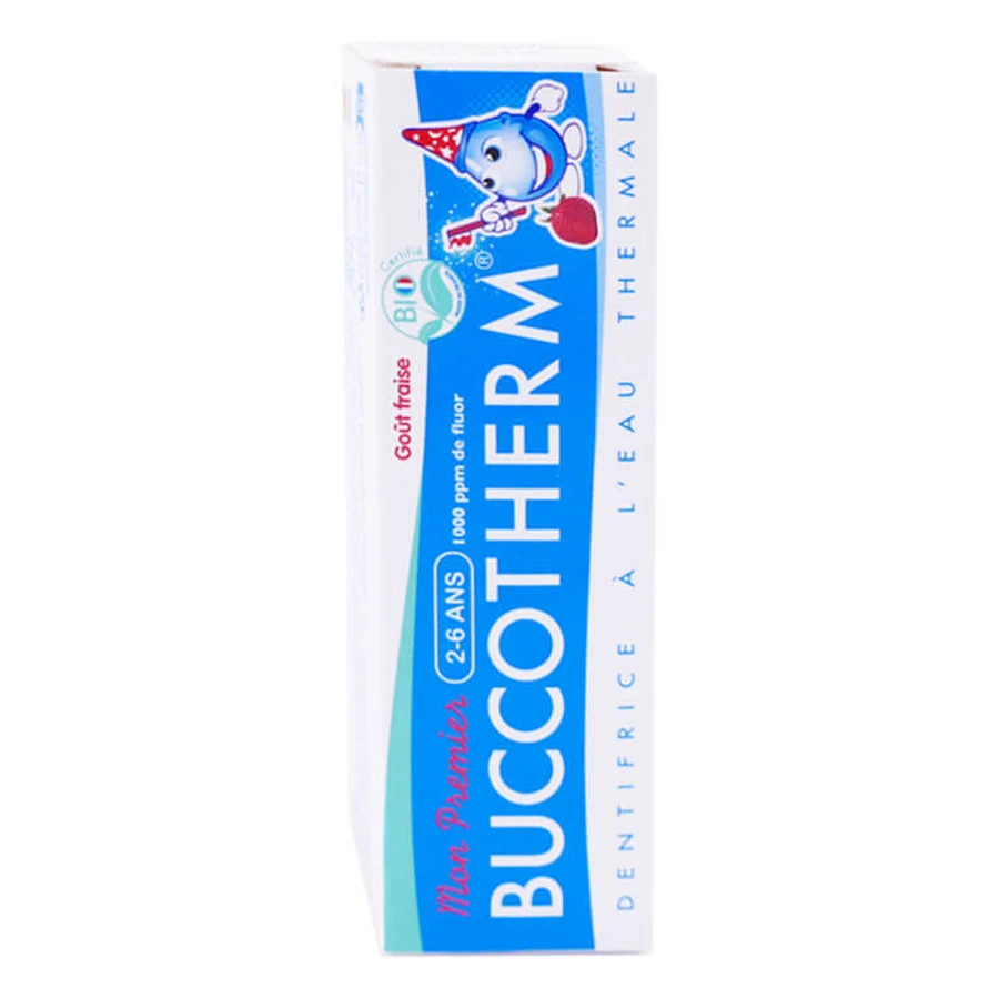 PASTILLA DE DIENTES BUCCOTHERM PARA NIÑOS DE 2 A 6 AÑOS, SABOR A FRESA ECOLÓGICA, 50 ML