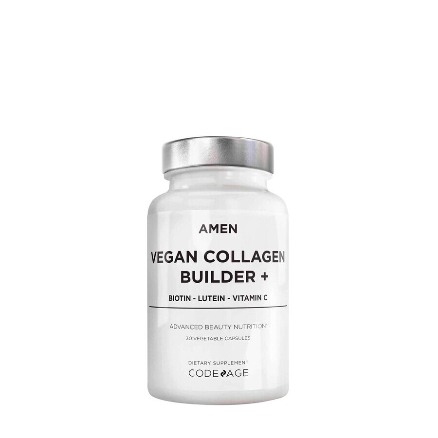 Codeage Amen Vegan Collagen Builder, Colágeno Vegano con Biotina, Luteína y Vitamina C, 30 Cps