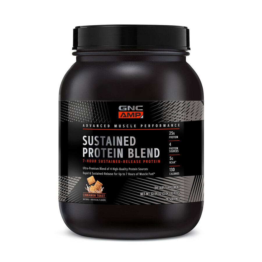 Gnc Amp Sustained Protein Blend Protein-Mischung mit Getreide-Geschmack mit Zimt, 924 G