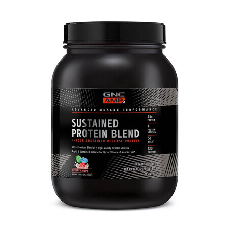 Gnc Amp Sustained Protein Blend Mélange de protéines avec saveur de grains fruités, 910 g