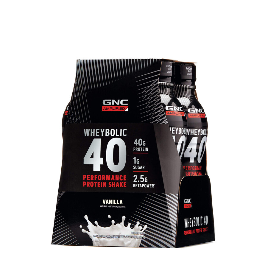 Gnc Amp Wheybolic 40, frullato proteico Rtd al gusto di vaniglia, 414 ml