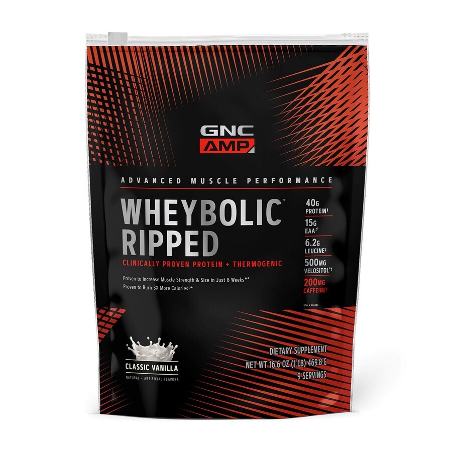 Gnc Amp Wheybolic Ripped, proteine ​​del siero di latte, sapore di vaniglia, 469,8 G