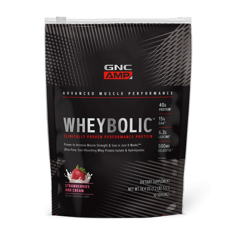 Gnc Amp Wheybolic, Wei-eiwit, Aardbeiensmaak, 522 G