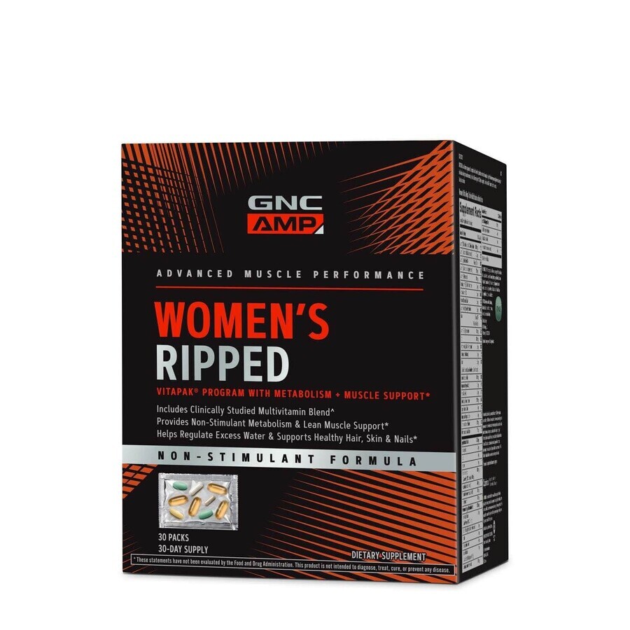 Gnc Amp Women's Ripped Vitapak Niet-stimulerend Programma, 30 pakjes