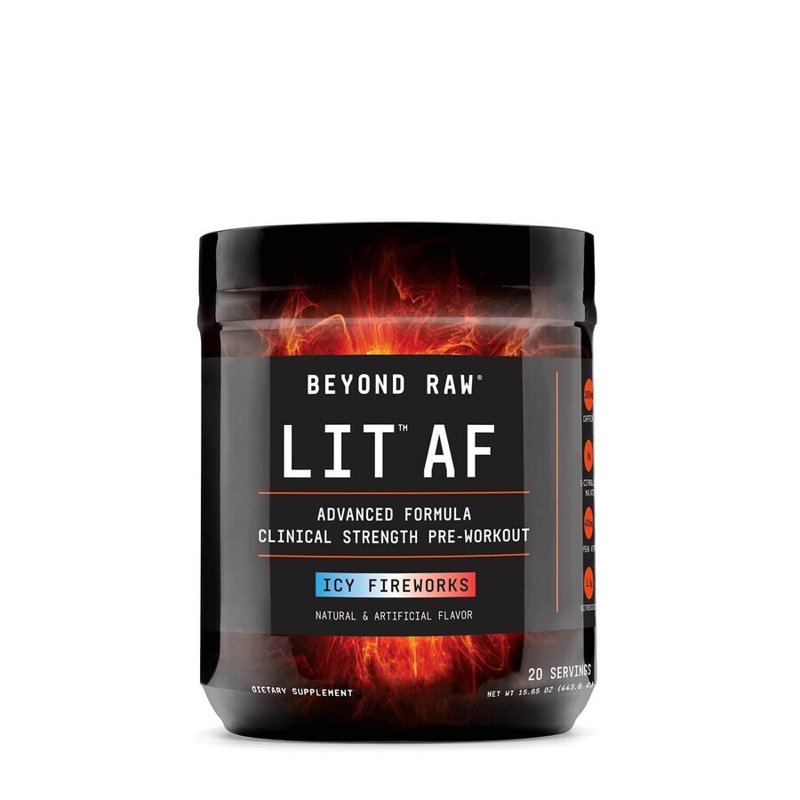 Gnc Beyond Raw Lit Af, Pre-workout, Cu Aroma De Icy Fireworks, 443.6 G