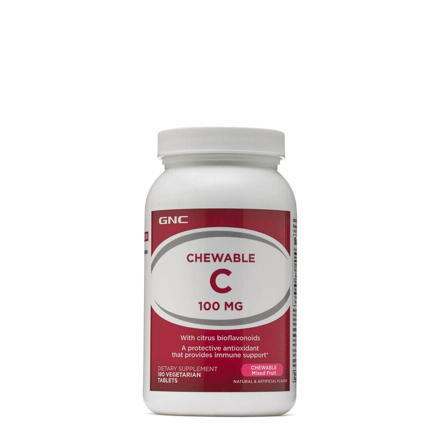 Gnc Chewable C 100 Mg, Chewable Vitamin C For Children, With Bioflavonoids, Acerola And Apple Powder, 180 Tb