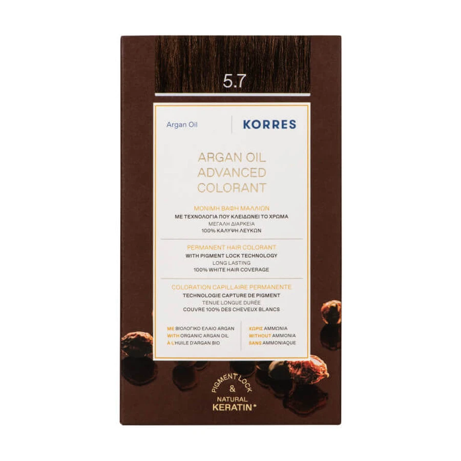KORRES TINTURA PERMANENTE ALL'OLIO DI ARGAN COLORE CIOCCOLATO 5.7