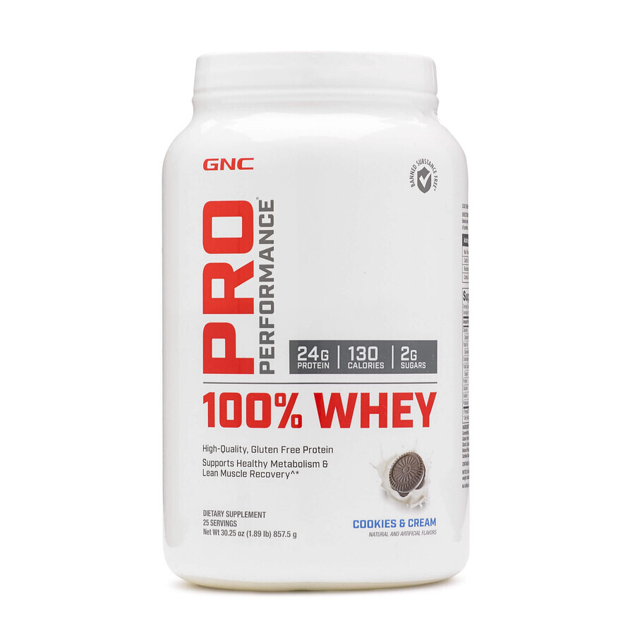 Gnc Pro Performance 100% Wei-eiwit met koekjes en room smaak, 857,5 G