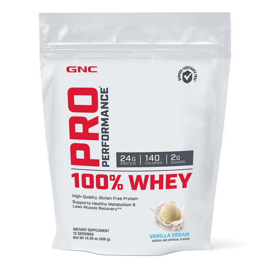 Gnc Pro Performance 100% Molke, Molkenprotein, Vanille-Geschmack, 408g