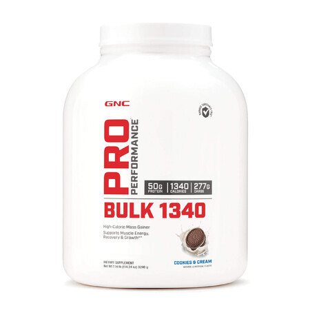 Gnc Pro Performance Bulk 1340, Eiwit- en koolhydraatversterker met koekjes- en slagroomsmaak, 3240 G