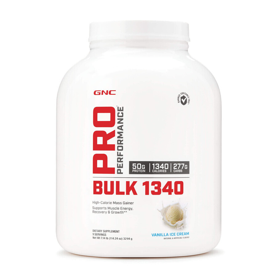 Gnc Pro Performance Bulk 1340, Eiwit- en koolhydraatversterker met vanillesmaak, 3294 G