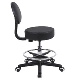 Taburete con ruedas Mobiak con respaldo regulable en altura, negro 0812311