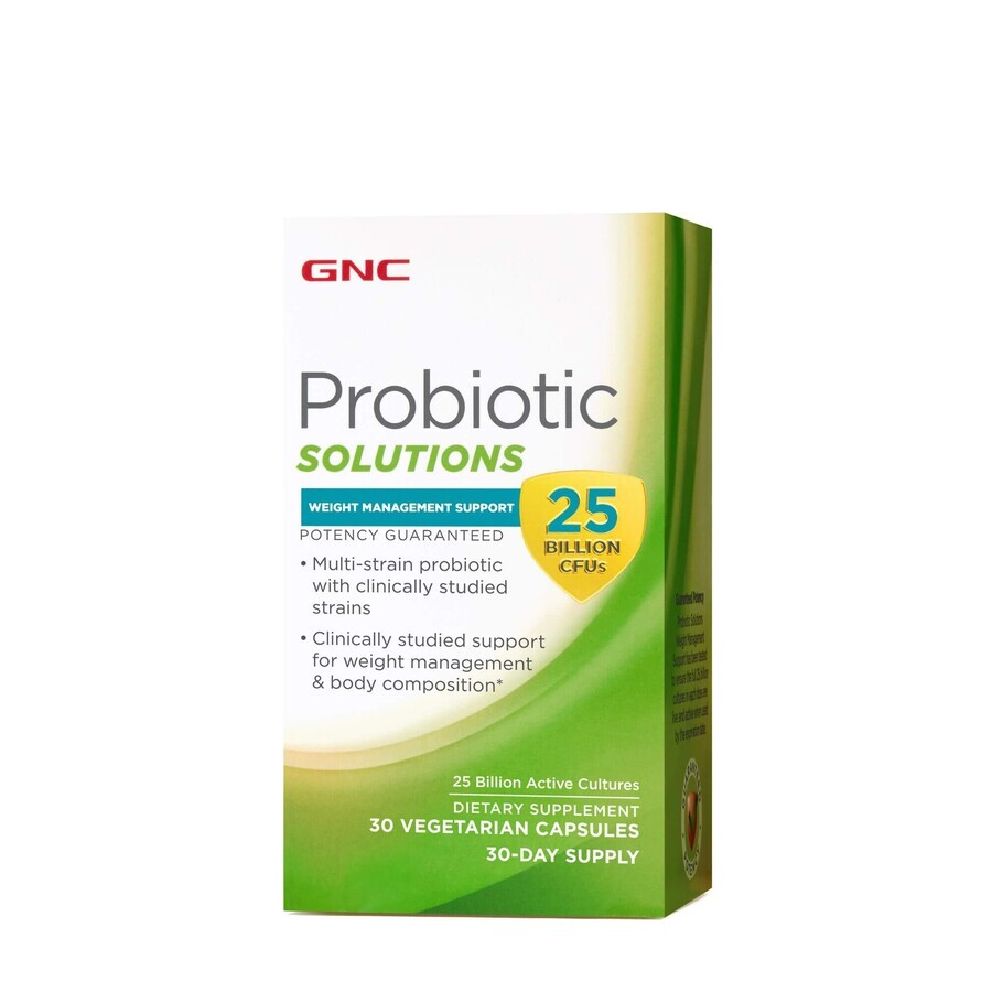 Gnc Probiotic Solutions Apoyo al Control de Peso, Probiótico Apoyo al Control de Peso 25 Billones de Cultivos Vivos, 30 Cps