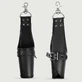 Leather Handcuffs with Hanging Ring and Lock - Black