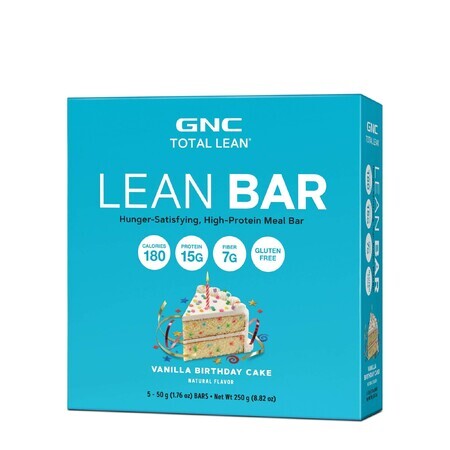 Gnc Total Lean Lean Bar, barretta proteica, al gusto di torta alla vaniglia, 50 g