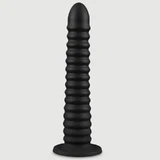 Deep Fuck geribbelde, flexibele dildo van vloeibare siliconen 41,5 x 6,1 cm - Zwart