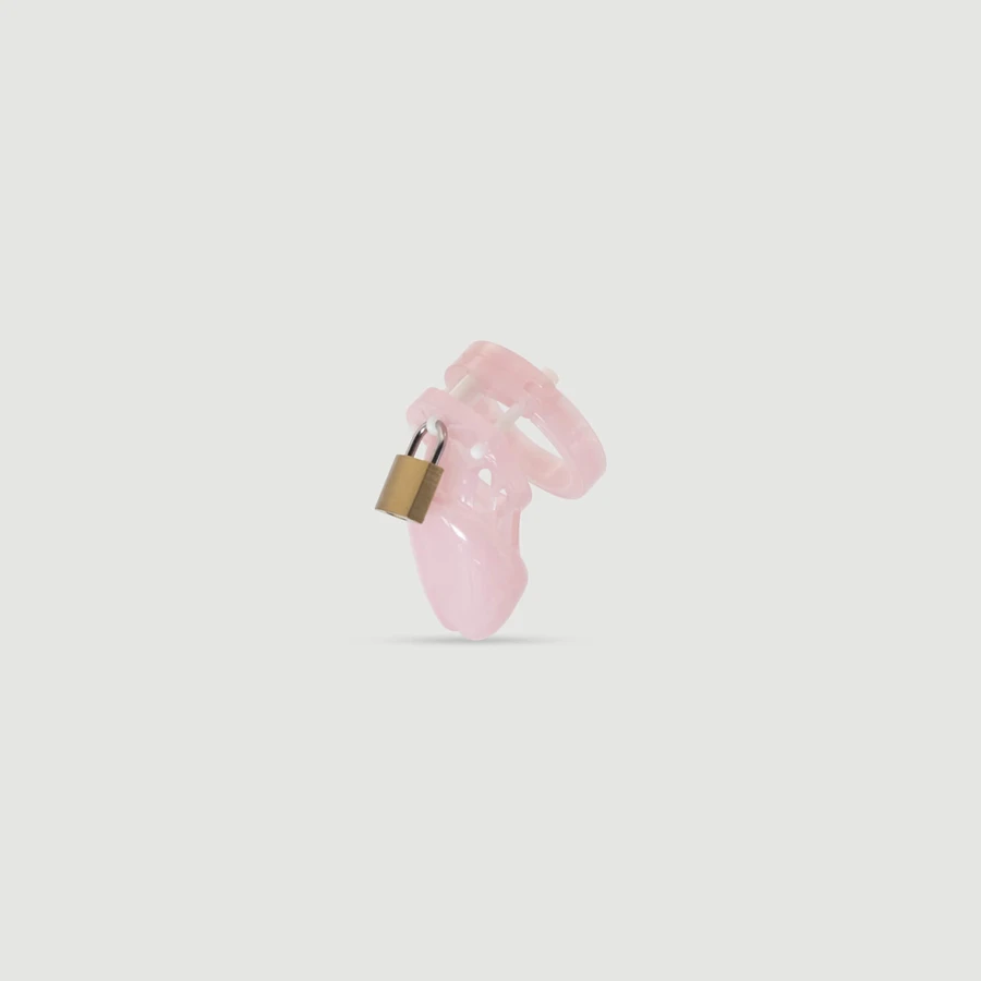 Cage de chasteté en plastique « Lock My Cock » avec serrure - Rose