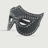 Leren oogmasker met studs - Zwart