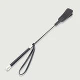 Ledergerte mit verstärktem Schaft und doppelter Schlagspitze, 65,5 cm – Schwarz