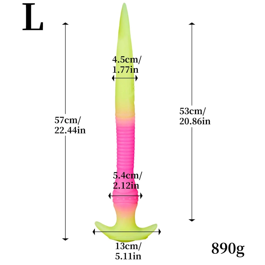 „Deeper The Better“ – großer, im Dunkeln leuchtender Silikon-Dildo für tiefe Penetration, 57 x 4,5 cm – mehrfarbig