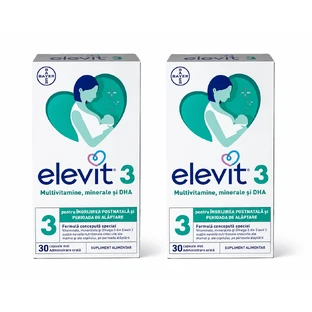 Elevit 3, Multivitamine für die Zeit nach der Geburt und während der Stillzeit, 2 × 30 Kapseln, Bayer