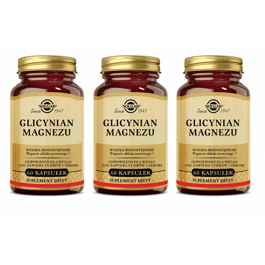 Solgar – glicynian magnezu, 3 x 60 kapsułek: ceny i cechy
