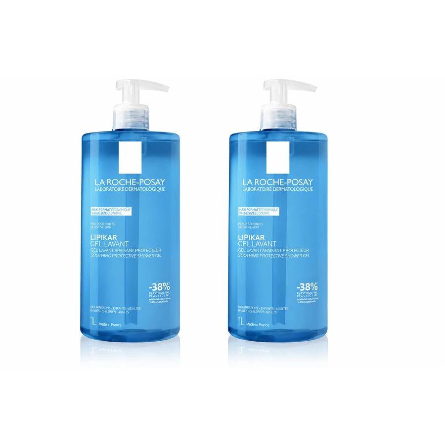 Lipikar Cleansing Gel, 2x1 L, for sensitive skin, La Roche-Posay