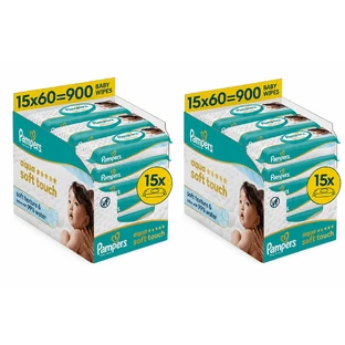 PAMPERS Babydoekjes Aqua Soft Touch (30 Verpakkingen van 60 stuks) 1800 stuks