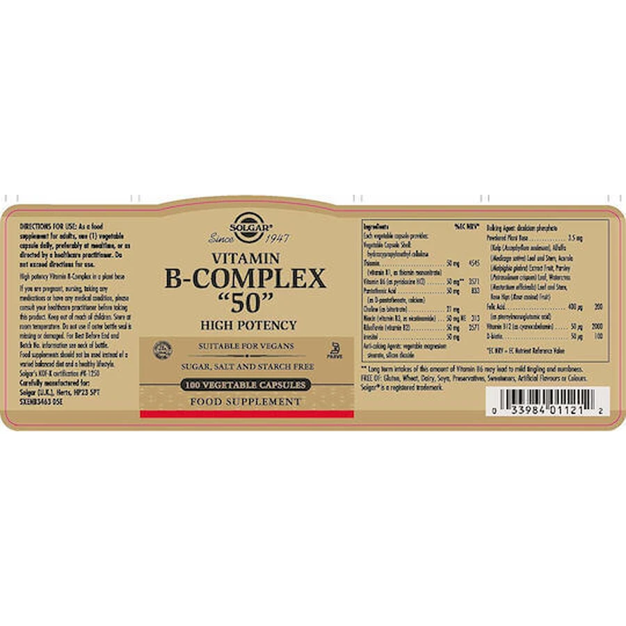 Solgar B-Complex "50" , 2x50 cápsulas vegetales