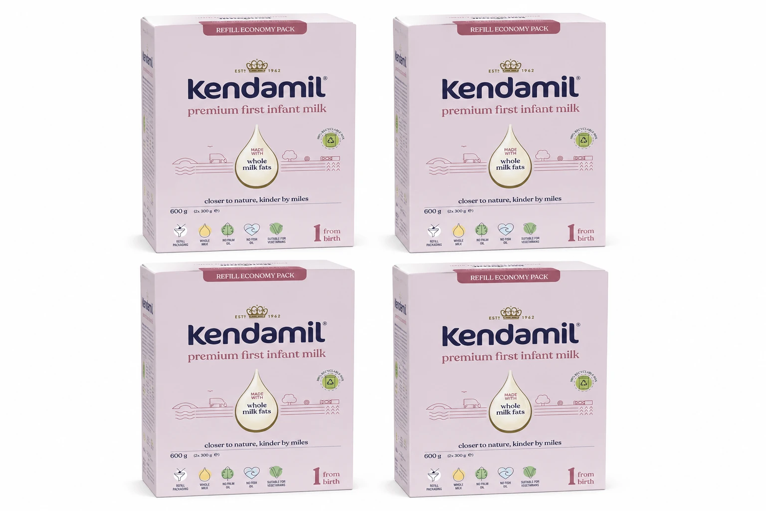 Kendamil Premium 1 DHA+, zuigelingenmelk, vanaf de geboorte, 4x600 g