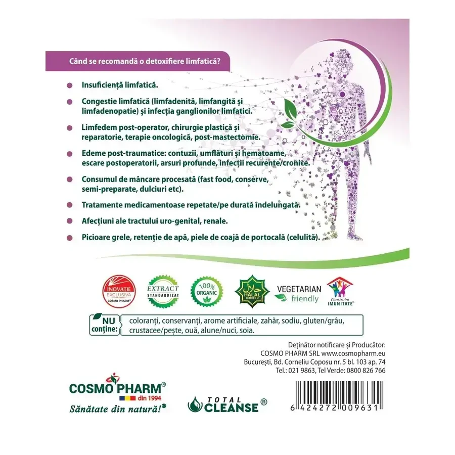 Limfanox Drenaj Detox Total Cleanse, 2x30 cápsulas, Cosmopharm