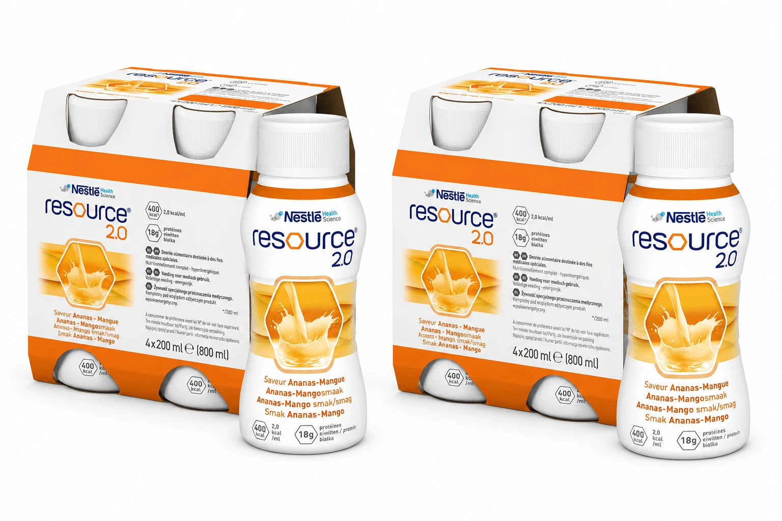 Resource 2.0, voedingspreparaat, ananas-mangosmaak, 8x200 ml