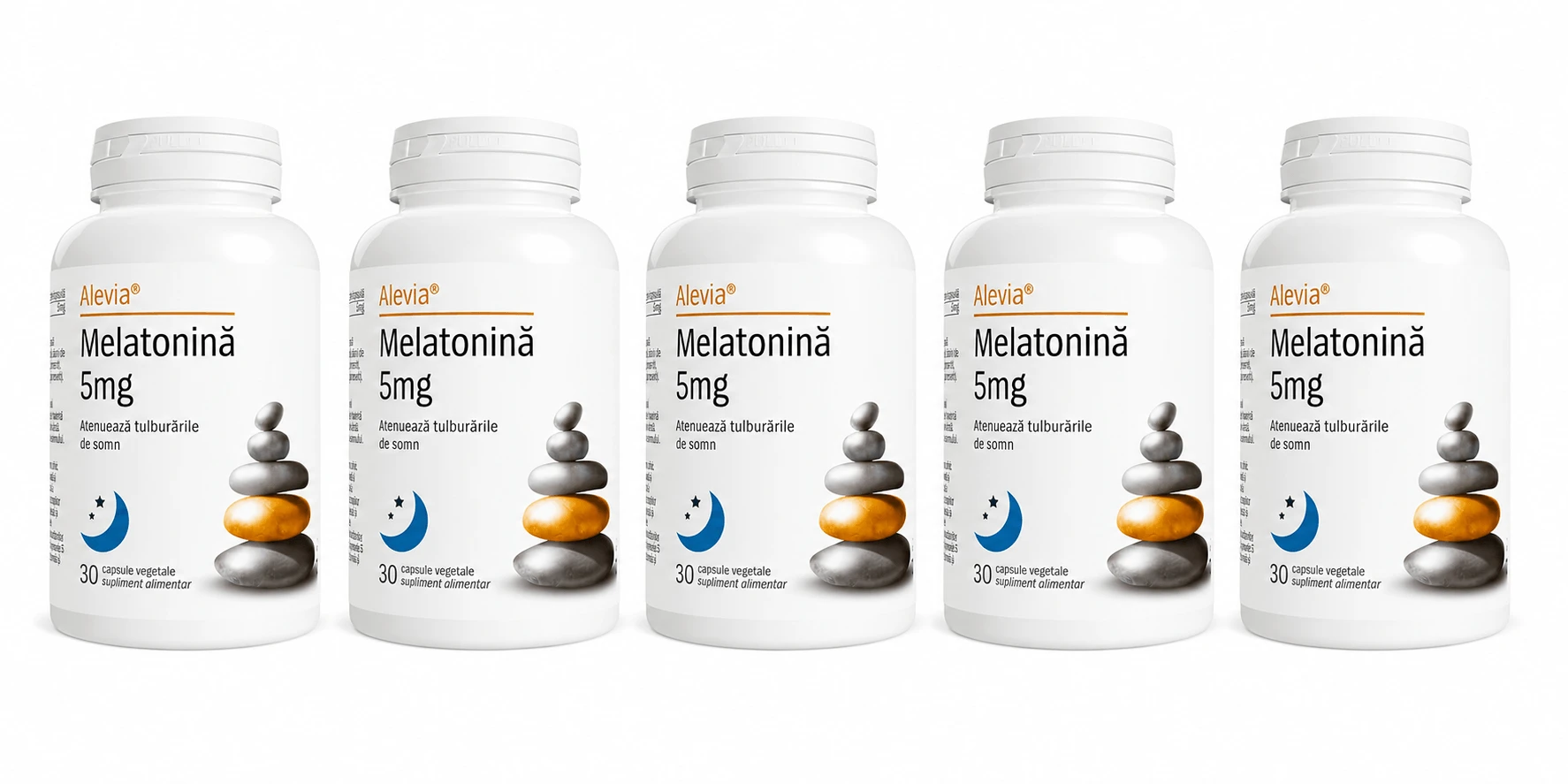 Melatonine, 5 mg, 5x30 plantaardige capsules, Alevia