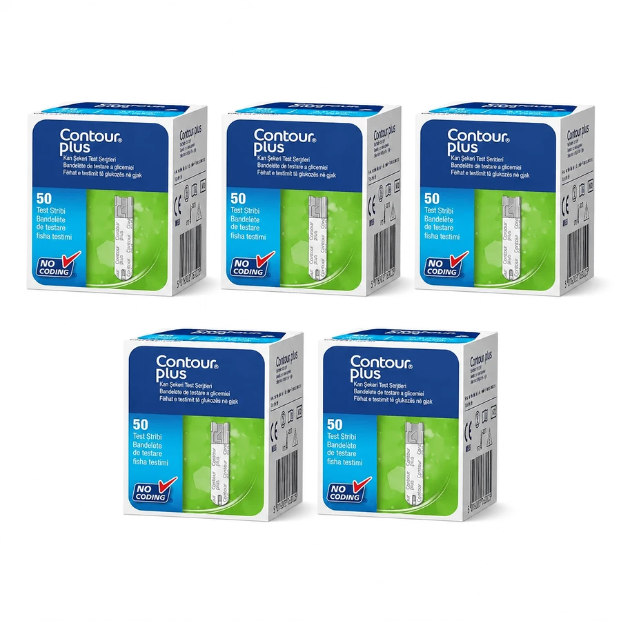 Contour Plus blood glucose tests, 5x50 pieces, Ascensia Diabetes Care