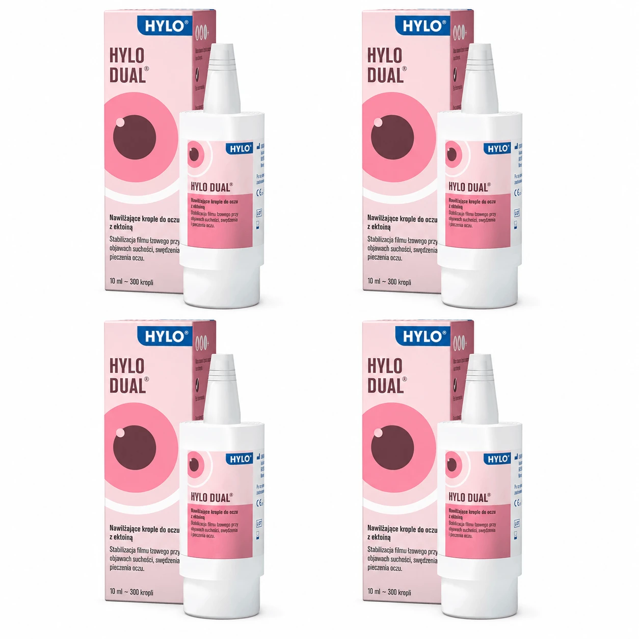 Hylo Dual, hydraterende oogdruppels met ectoïne, zonder bewaarmiddelen, 4x10 ml