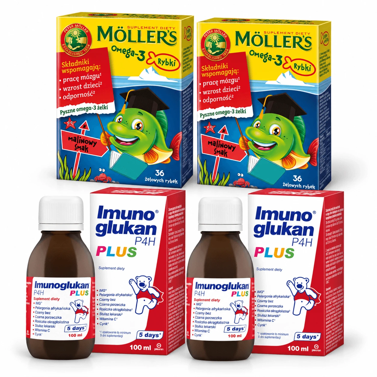 Omega-3-visgummies, 72 stuks + Imunoglukan P4H Plus, 200 ml