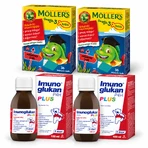 Bonbons gélifiés aux oméga-3 en forme de poisson, 72 pièces + Imunoglukan P4H Plus, 200 ml
