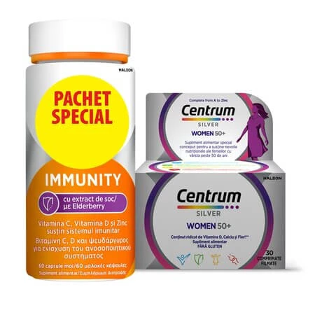 Centrum Silver 50+ voor vrouwen, 30 tabletten + Centrum Immunity met vlierbesextract, 60 capsules, Haleon
