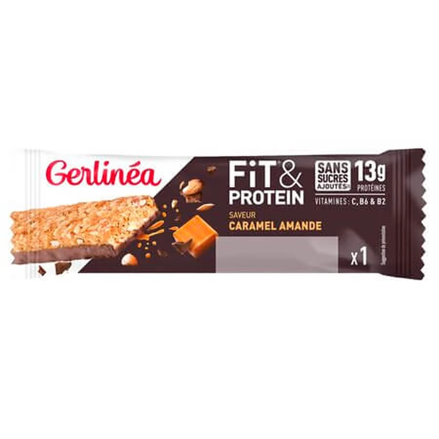 Fit & Protein-eiwitreep met karamel en amandel, 45 g, Gerlinea