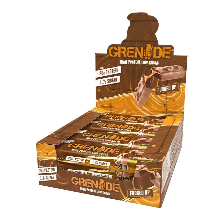 Grenade High Protein, Low Sugar Bar Fudged Up  Baton Proteic Cu Aroma De Ciocolata Cu Caramel, 60g