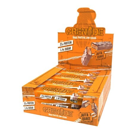 Grenade High Protein, Low Sugar Bar Jaffa Quake, Protein-Riegel mit Schokolade und Orangen-Geschmack, 60 G