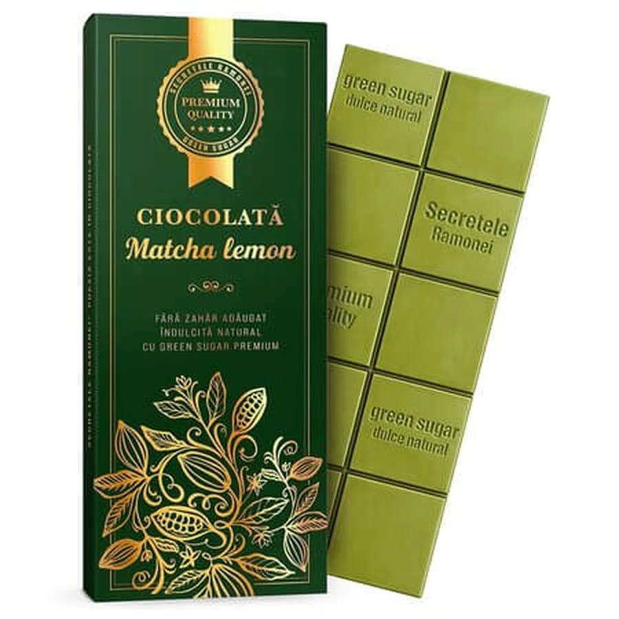Czekolada z matchą i cytryną – Ramona's Secrets, 70 g, Remedia Laboratories: ceny i cechy