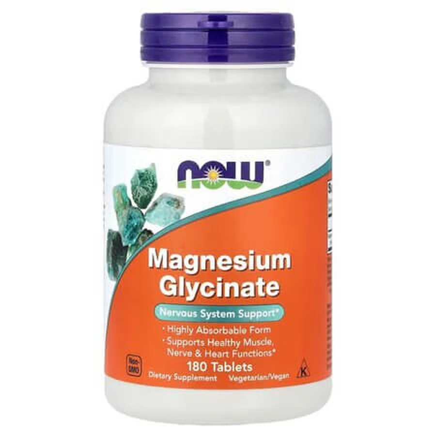 Glicynian magnezu, 180 tabletek, Now Foods: ceny i cechy