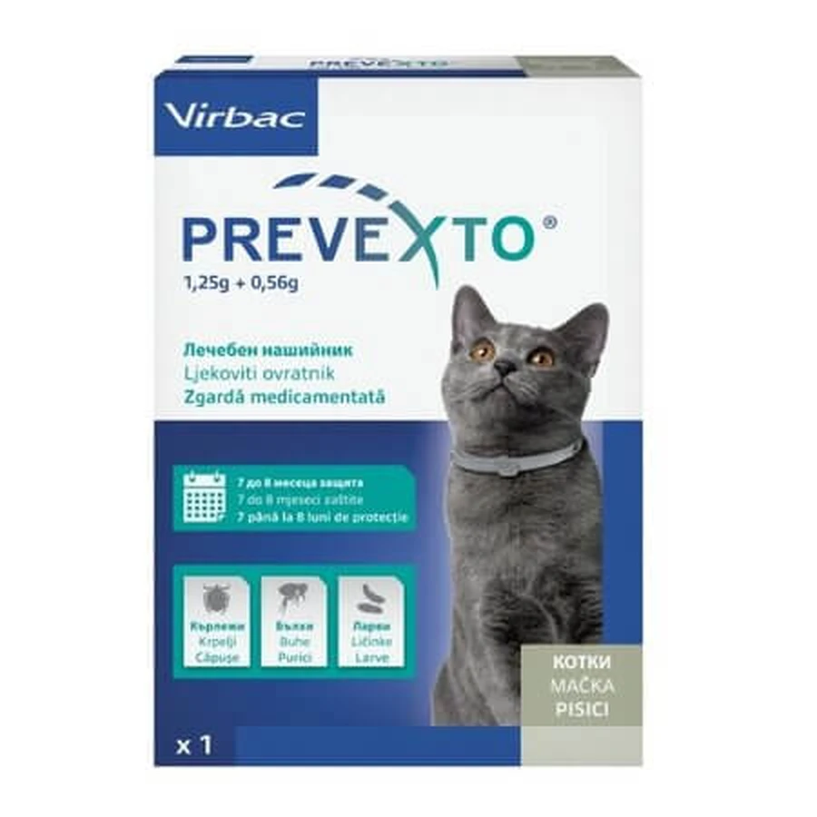 Prevexto vlooien- en tekenhalsband voor katten, 1 stuk, Virbac