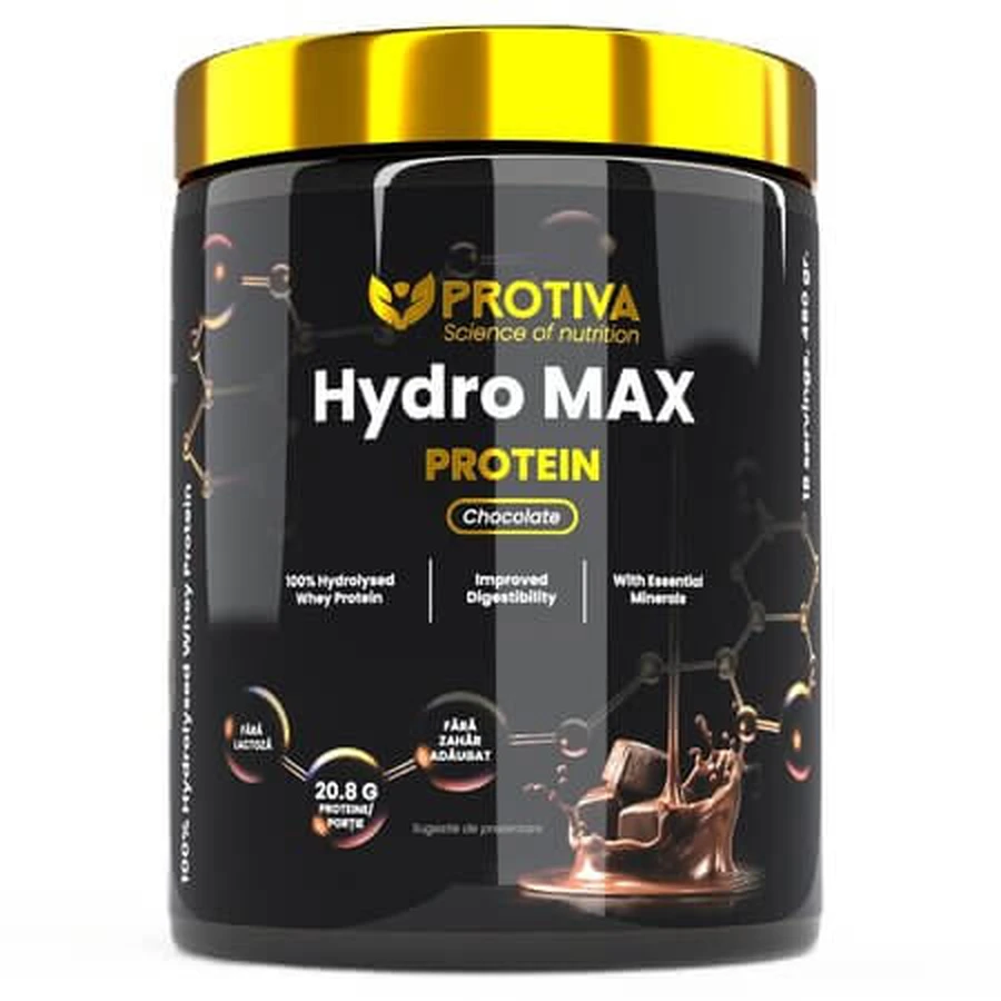Proteína Hydro Max en polvo con sabor a chocolate, 450 g, Protiva
