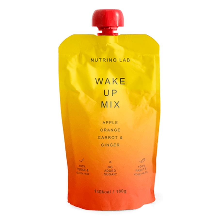 Wake Up Mix : purée pasteurisée aux pommes, oranges, carottes et gingembre, 180 g, Nutrino Lab